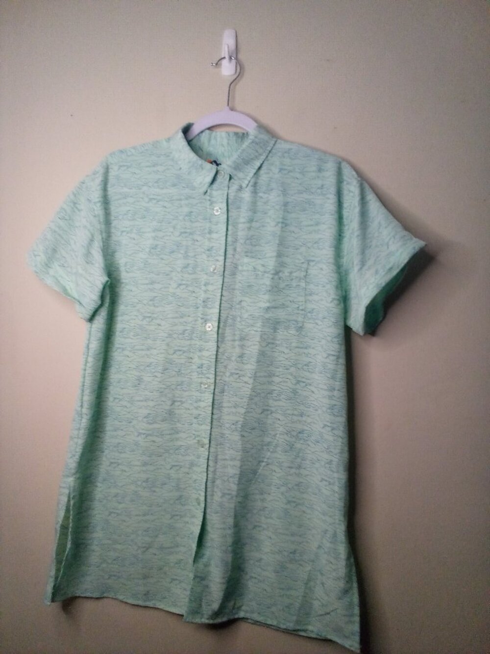 Mountain And Isles Shirt Women S Button Up Short Sleeve Pocket Pattern Green